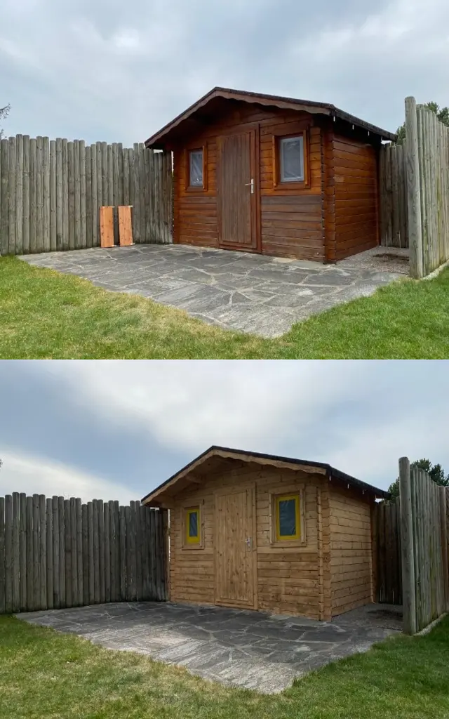 Sablage et aérogommage d'un cabanon de jardin