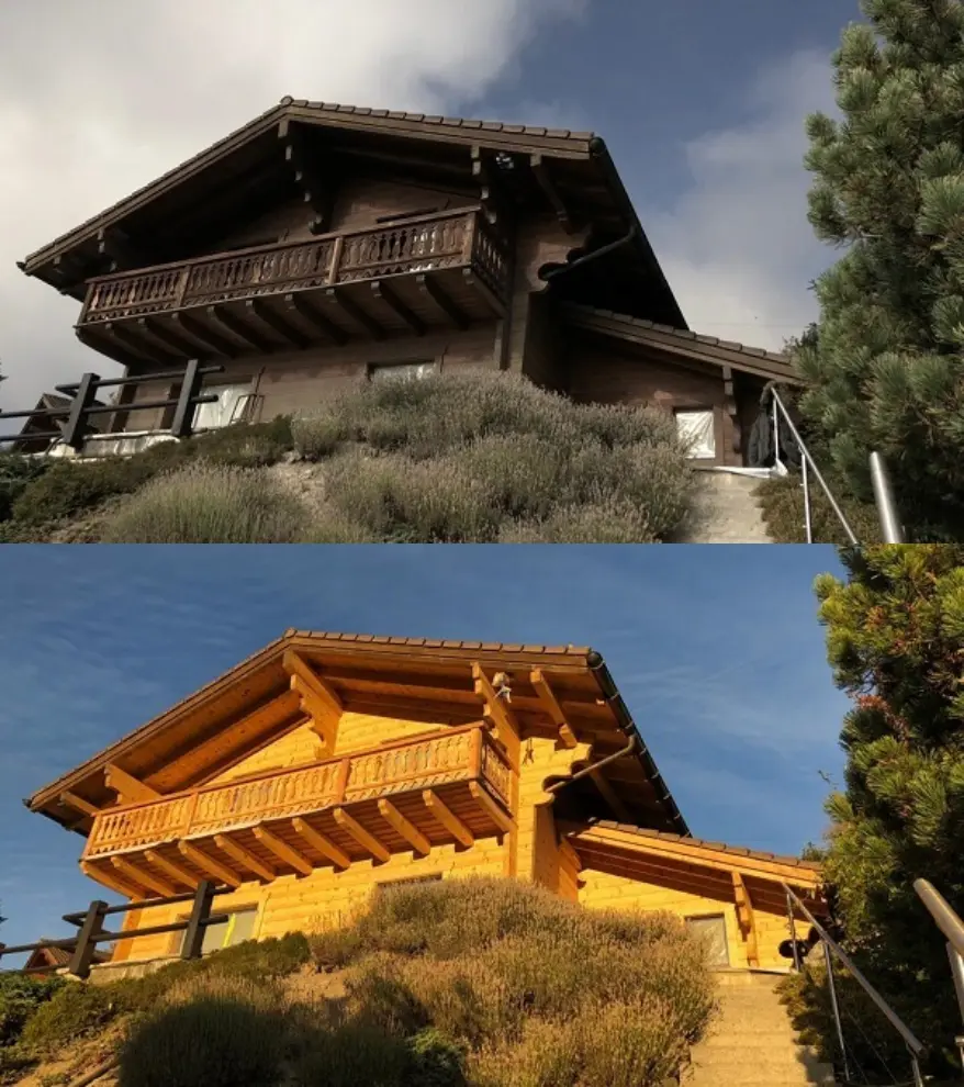 Sablage d'un chalet à Torgon, Valais