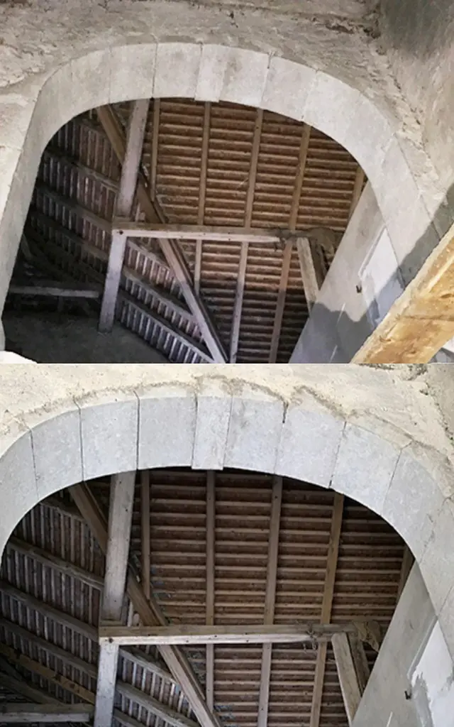 Décapage d'arches d'entrée en pierre naturelle