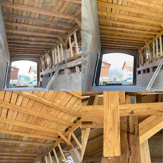 Gommage charpente en bois Canton de Fribourg