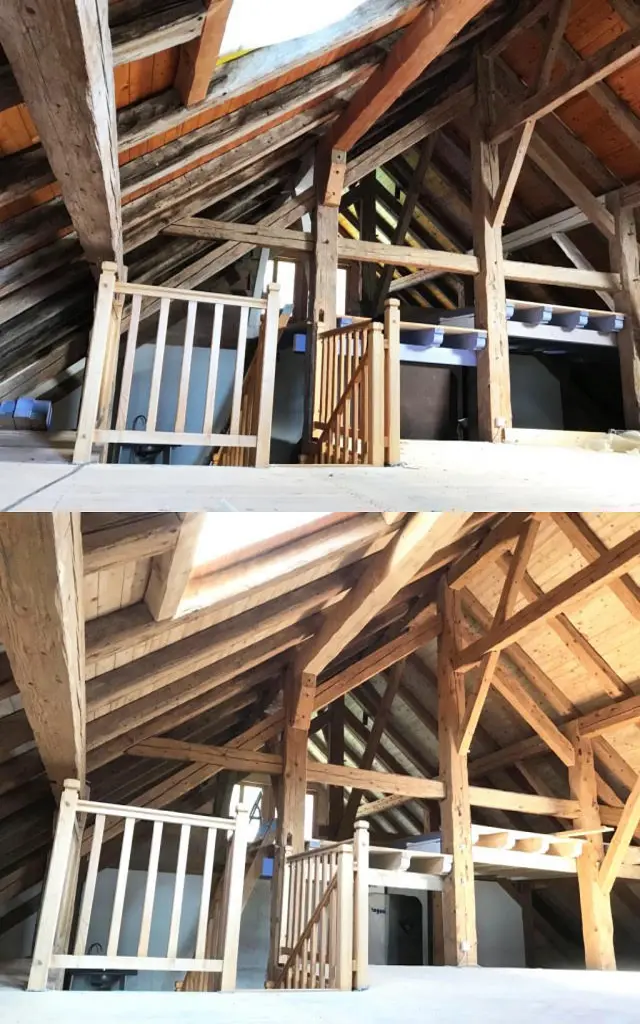 Gommage & Sablage (Vaud) d'une charpente en bois.