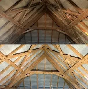 Nettoyage et décapage de cette belle charpente en bois dans le Canton de Vaud à Lutry