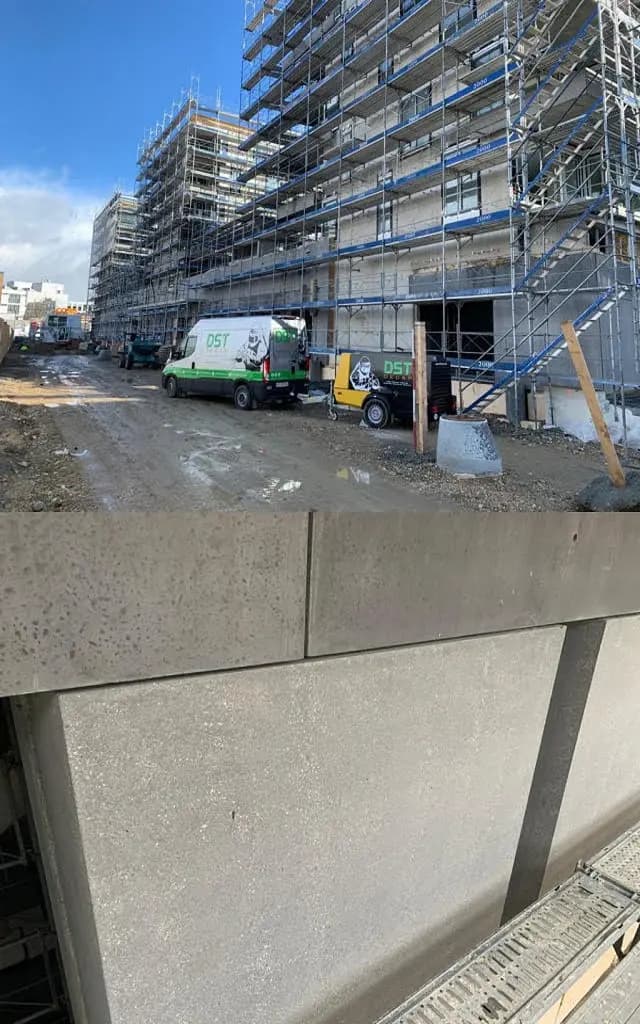 Sablage des murs en béton (Vaud) de trois bâtiments à 1350 Orbe