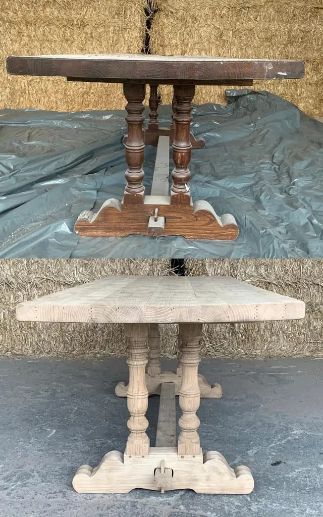 Sablage d'une table en bois massif