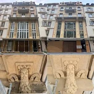 Sablage, gommage et nettoyage à sec, taille de la pierre sur un bâtiment