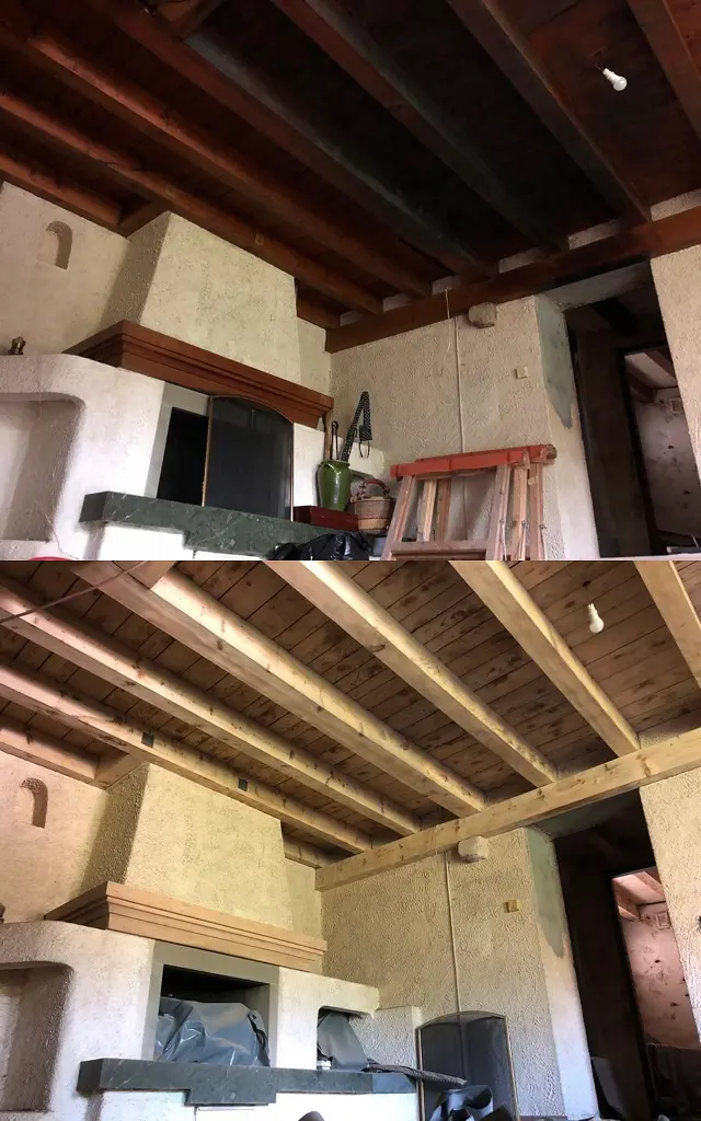 Sablage et gommage des plafonds en bois à Chêne-Bougeries