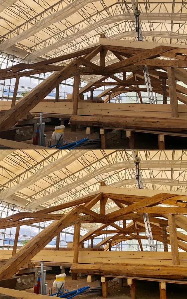 Sablage & Gommage (Genève) d'une charpente historique en bois