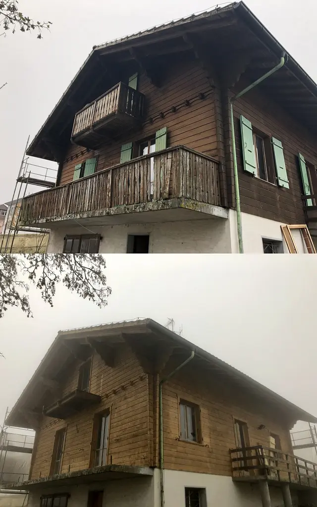 Sablage & Gommage (Neuchâtel) d'un chalet en bois