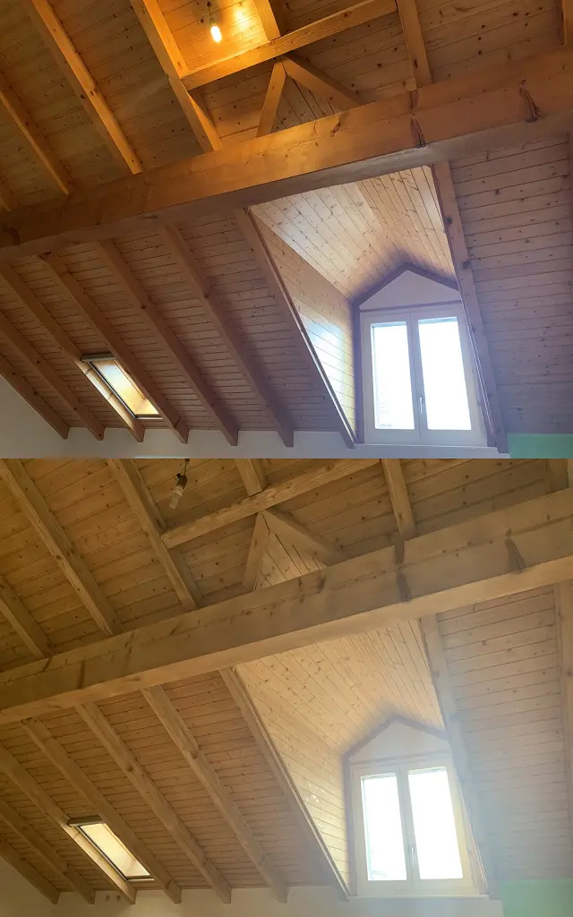 Sablage & Gommage (Vaud) des lambris et poutres en sapin.