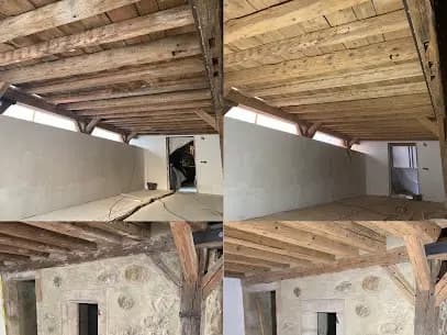 Sablage pierre et aérogommage des poutres et du plafond en bois dans le canton de Vaud