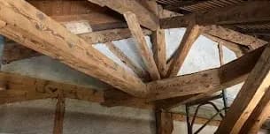 Sablage d'une charpente intérieure en bois à Plan-les-Ouates