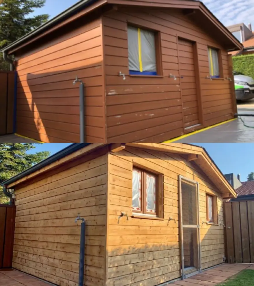 Cabanon de jardin à Cheyres, Fribourg : comparaison avant et après