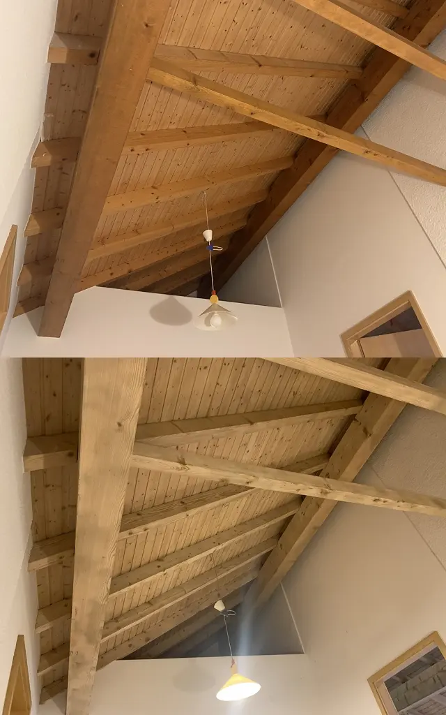 Aérogommage (Vaud) des plafonds en bois : comparaison avant et après