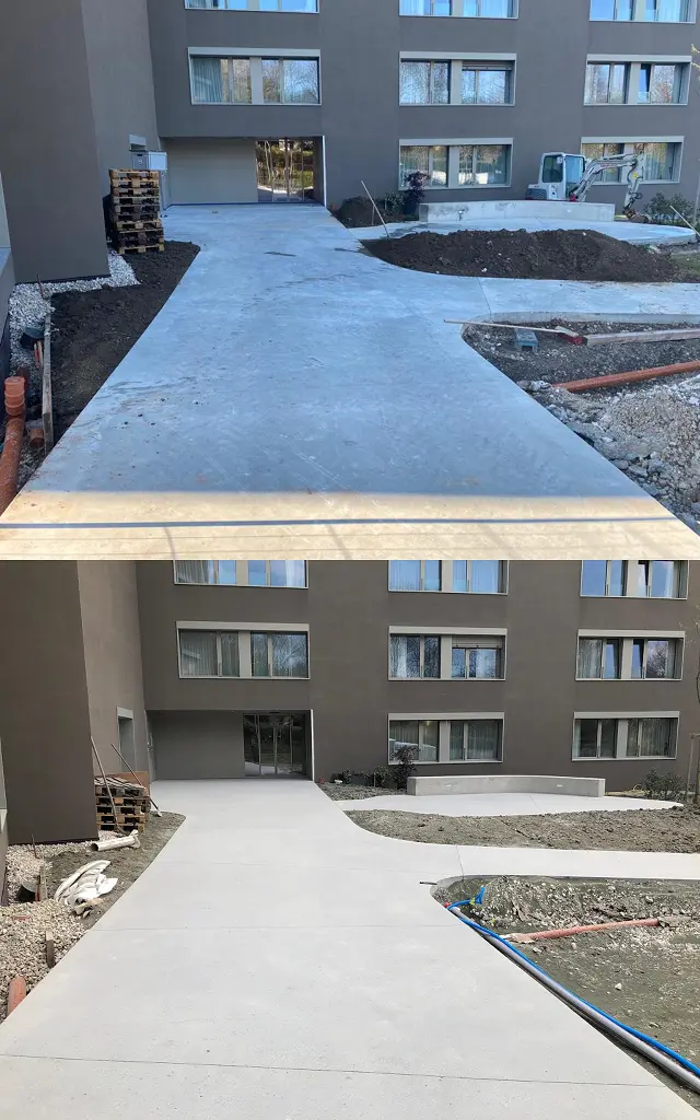 Sablage béton des sols (Vaud ) à 1815 Clarens : comparaison avant et après